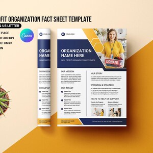 Sjabloon met informatieblad organisatie, informatieblad van het bedrijf. Sjabloon voor MS Word, Photoshop en Canva. Direct downloaden