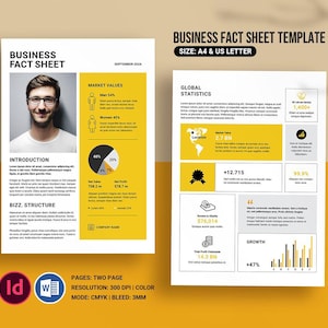 Sjabloon zakelijk informatieblad | Professioneel en bewerkbaar bedrijfsoverzicht. Canva, MS Word en Indesign-sjabloon. Direct downloaden