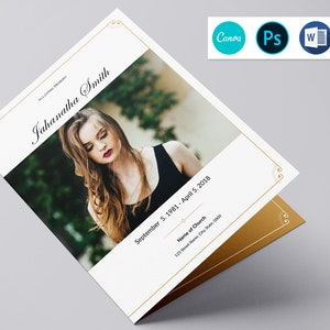 Szablon programu pogrzebowego do druku, szablon nekrologu, edytowalny szablon Canva, Photoshop i MS Word | Natychmiastowe pobranie wersji 10