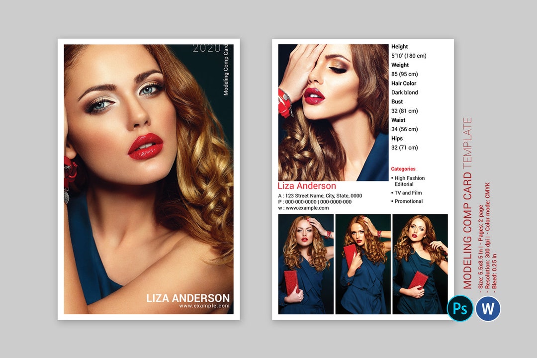 Quick Modelling Card Modeling Comp Card Template | Model Composite Zed Card | (ms Word ...