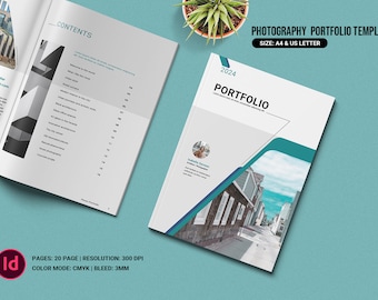 Plantilla de portafolio de fotografía: Diseño personalizable de InDesign (descarga instantánea)