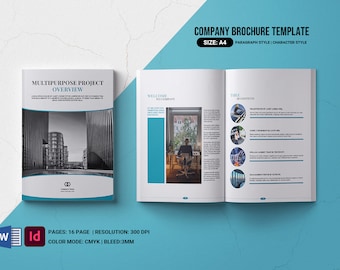 Sjabloon bedrijfsbrochure: A4, 16 pagina's (Ms Word en InDesign) (digitale download)