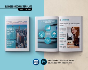 Company Profile Brochure Template: 16 Page Bifold (Photoshop & MS Word)