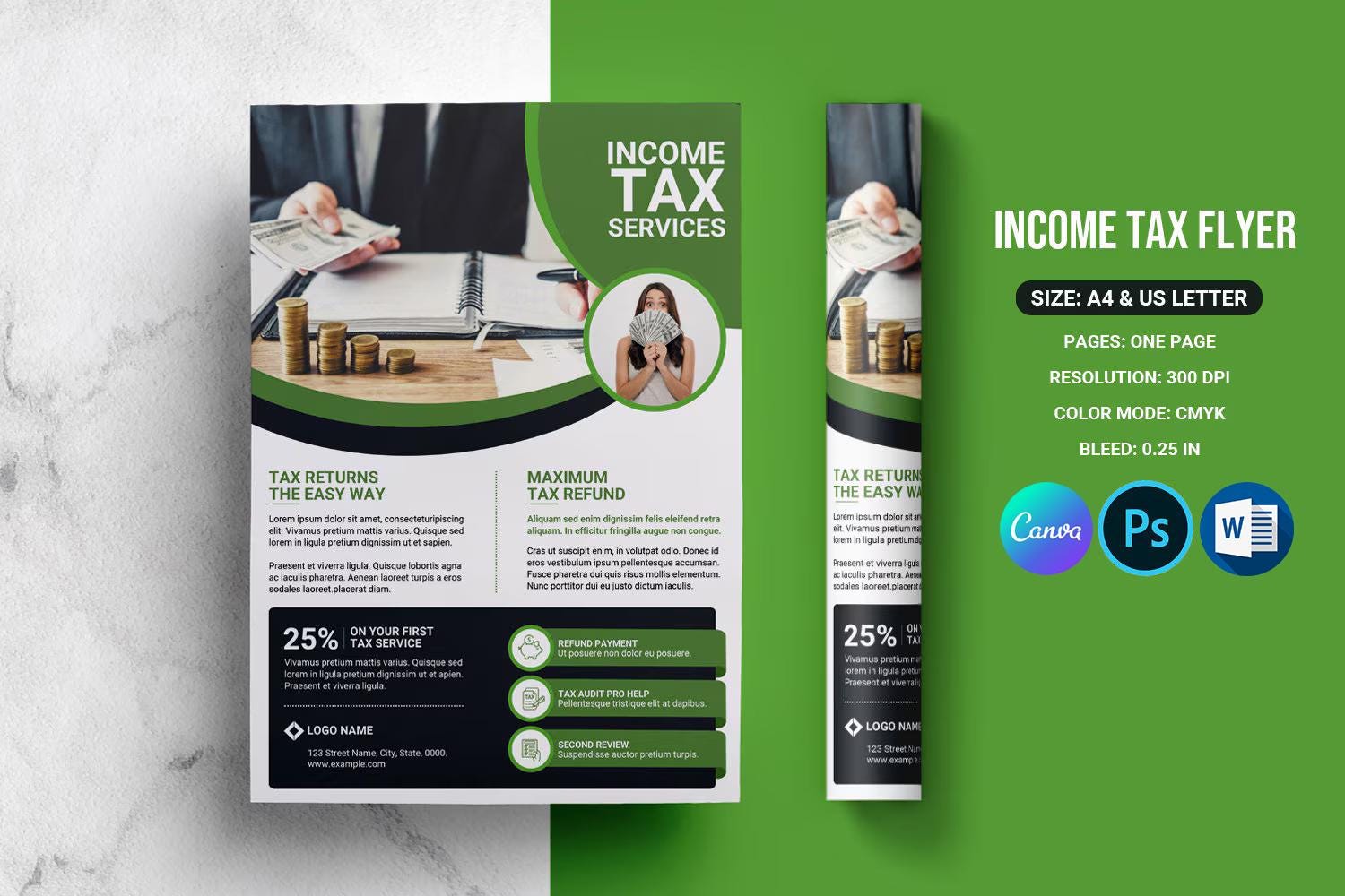 Income Tax Flyer Template: Corporate Design, A4 & US Letter (instant ...