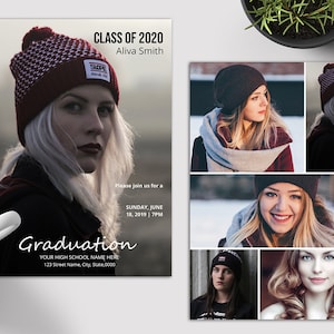 Senior Graduation Announcement Template: Photo Collage (Photoshop, Word) (Digital Download)