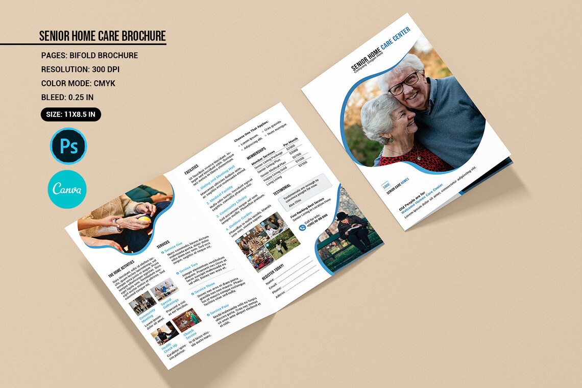 Senior Care Brochure Template | Canva and Photoshop Template | Instant ...