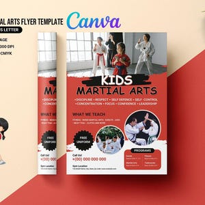 Kids Martial Arts Center Flyer Template, Martial Arts Training | Ms Word, Photoshop & Canva Template | Instant Download