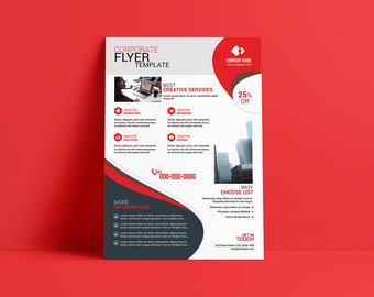 Corporate Flyer Template: Printable Business Design (MS Word & Photoshop) (Instant Download - V27)