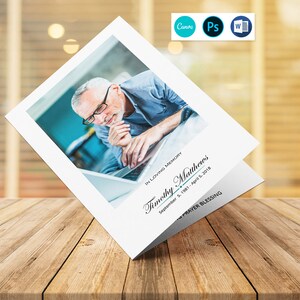 Szablon programu pogrzebowego z możliwością dostosowania, szablon nekrologu, edytowalny szablon Canva, Photoshop i MS Word | Natychmiastowe pobranie wersji 27