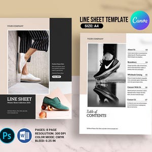Wholesale Product Line Sheet Template, Product Catalog, Pricing Book. Sales Sheet, | Canva, Ms Word and Photoshop Template