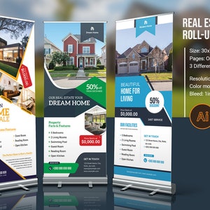 Real Estate Rollup Banner | Real Estate Marketing Roll-Up Banner, Relator Open House  Ad |  Photoshop Template