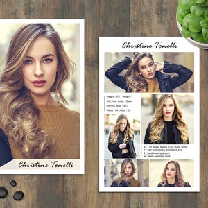 Modeling Comp Card Template: Fashion Model Portfolio (Photoshop, Word) (Instant Download)