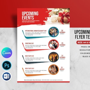 Upcoming Events Schedule  Flyer Template | Canva, Photoshop & Ms Word template | Instant download