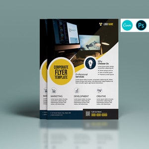 Professional Business Flyer Template  | Printable Corporate Flyer Design |   Ms Word and Photoshop Template | Instant Download - V28
