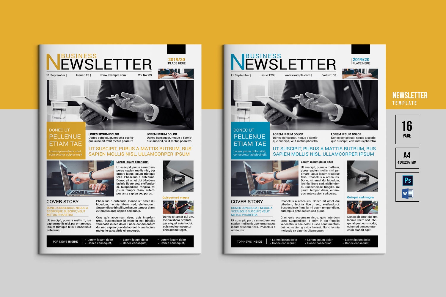 Customizable Newsletter Samples Business Newsletter Template: Customizable Corporate Design (photoshop ...