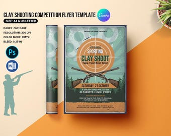 Clay Shooting Competition Flyer Template | Photoshop , Ms Word and Canva Template | Instant download