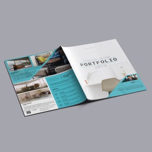 Printable Interior Designer Portfolio Template | Bifold Interior Design Brochure Template |    Instant Download - V08