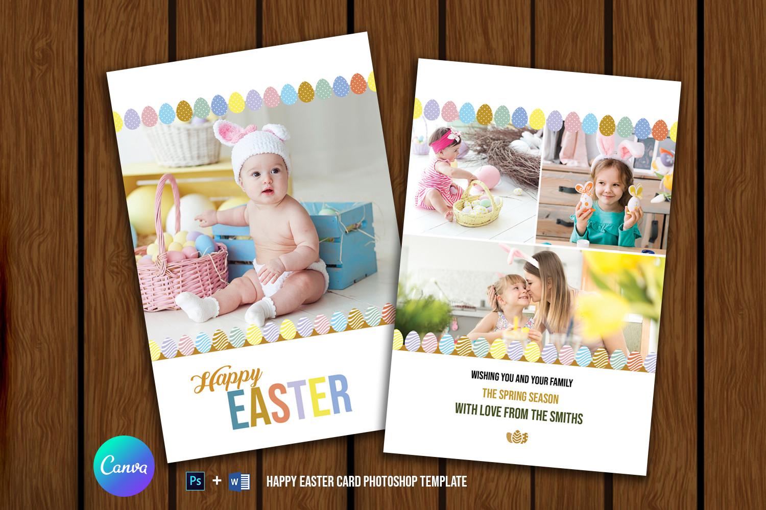 Printable Easter Card Template | Easter Photo Greeting Card | Canva, Photoshop and MS Word Template V01