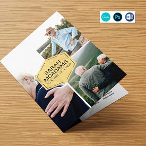 Szablon programu pogrzebowego do druku, szablon nekrologu, edytowalny szablon Canva, Photoshop i MS Word | Natychmiastowe pobranie wersji 33