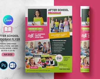 After School Program Flyer Template  | Photoshop , Ms Word and Canva Template | Instant Download V06