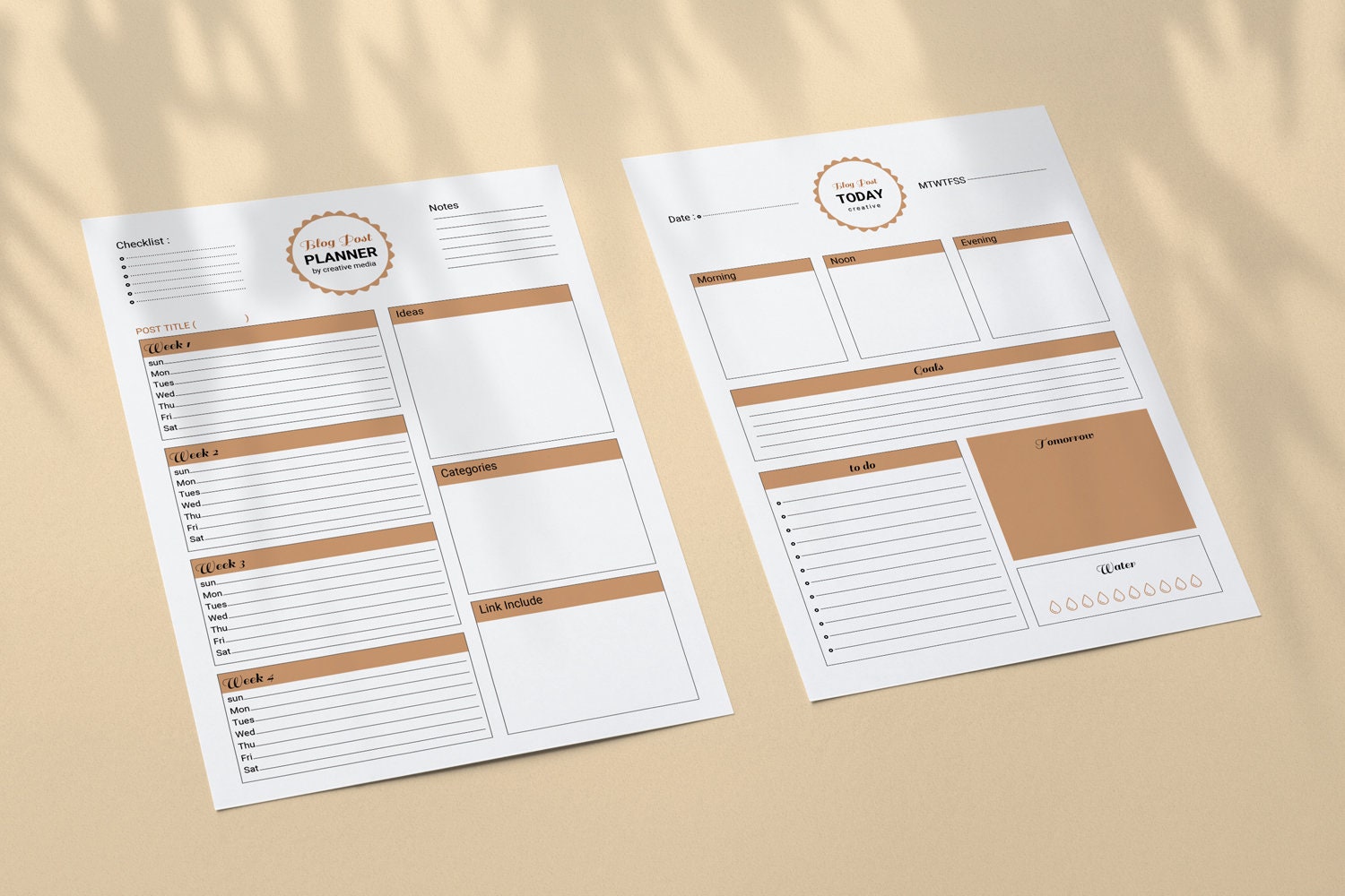 Printable Blog Planner: Worksheet & Checklist (photoshop Template ...