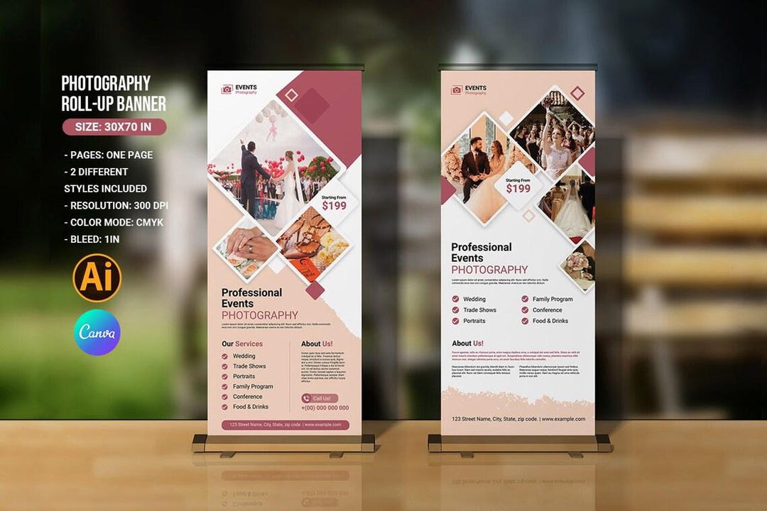 Buy Photography Roll-up Banner Template: 30x70 In, AI Canva (digital  Download) Online in India