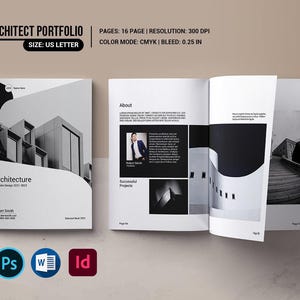Architect Portfolio Template | Architecture Brochure | Indesign, Photoshop & MS Word Template   Instant Download