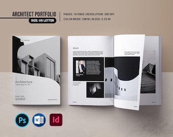 Architect Portfolio Template | Architecture Brochure | Indesign, Photoshop & MS Word Template   Instant Download