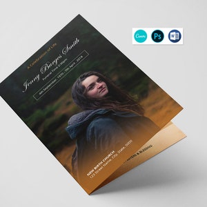 Szablon programu pogrzebowego, szablon nekrologu, edytowalny Photoshop, MS Word i Canva | Natychmiastowe pobranie V18