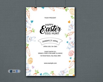 Printable Easter Party Flyer | Easter Egg Hunt Invitation Template | Photoshop and MS Word Template V02