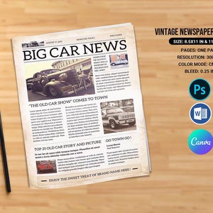 ヴィンテージ新聞テンプレート：Canva、Photoshop、Wordで使えるレトロなデザイン（すぐにダウンロード）