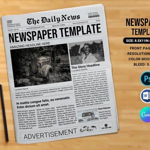 Szablon gazety jednostronicowej | Szablon Canva, Adobe Photoshop i MS Word | | Natychmiastowe pobranie