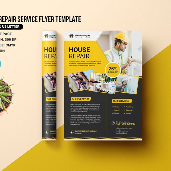 House Repair Services Flyer Template | MS Word & Photoshop Template | Instant Download