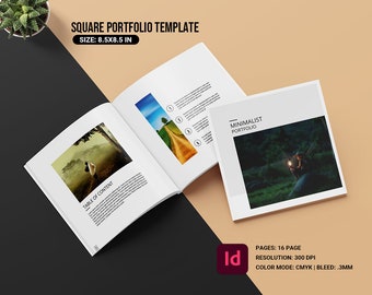 Folleto cuadrado para portafolio de fotógrafo, plantilla de InDesign de 16 páginas (descarga instantánea)