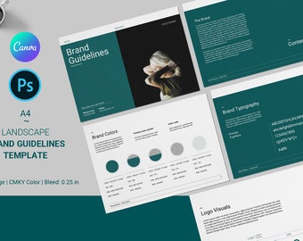 ブランドガイドラインテンプレート：CanvaとPhotoshop用A4プレゼンテーション（デジタルダウンロード）