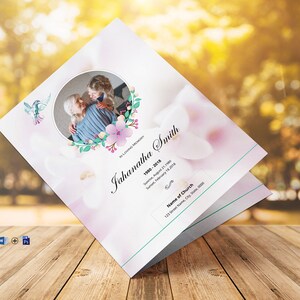 Szablon programu pogrzebowego, szablon nekrologu, szablon programu pamiątkowego | Edytowalny szablon MS Word i Photoshop | Natychmiastowe pobranie V04