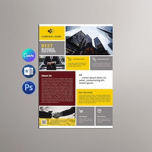 Retro Business Flyer  | A4 Size Corporate Flyer Template | Photoshop, Ms Word and Canva  Template, Instant Download - V10