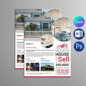Real Estate Flyer Template: Open House, Canva, Photoshop, Word (Instant Download)