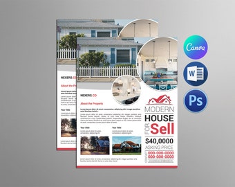 Printable Real Estate Flyer Template , Relator Open House  Flyer,  Canva, Photoshop & Ms Word Template | Instant Download V04