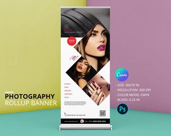 Photography Roll-Up Banner |  Canva, Photoshop and Element Template | Instant Download - V02
