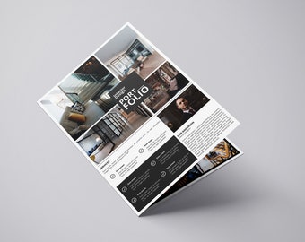 Brochure interieurontwerp | Portfoliosjabloon voor interieurontwerper dubbelgevouwen |    Direct downloaden: versie 05