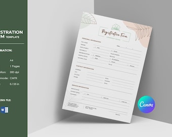 Bearbeitbares Registrierungsformular-Vorlage: Antrag auf Geschäftsmitgliedschaft (Canva, Word, Illustrator) (A4 Digital Download)