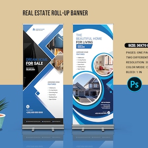 Real Estate Rollup Banner | Real Estate Marketing Roll-Up Banner, Real Estate Ad |  Photoshop Template