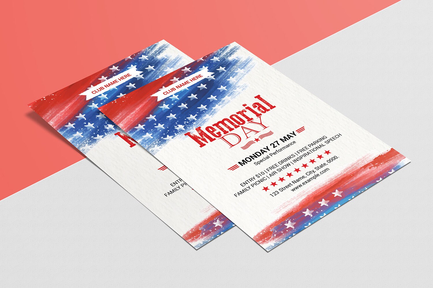 Memorial Day Celebration Invitation Template: US Flag Flyer (photoshop ...
