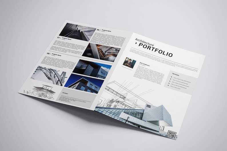 graphic relating to Printable Portfolio Template called Printable Atchitectural Portfolio Brochure Template Architecture Brochure Immediate Down load - V03