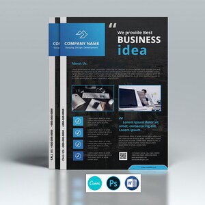 Business Flyer Template | Corporate Flyer Template | MS word,   Photoshop and Canva Template | Instant Download - V14