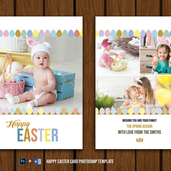 Printable Easter Card Template | Easter Photo Card | Photoshop and MS Word Template V01