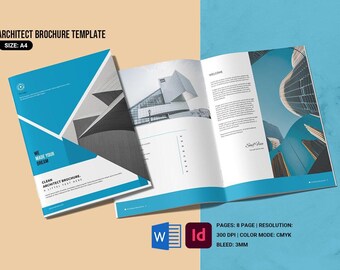 Architecture Brochure | Minimal Bifold Atchitectural Portfolio Template | Indesign and Ms Word Template