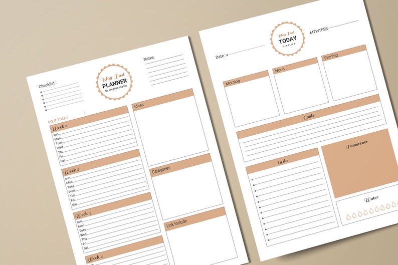 Printable Blog Planner: Worksheet & Checklist (photoshop Template ...