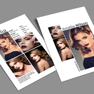 Printable Modeling Comp Card Template: MS Word & Photoshop (Instant Download)